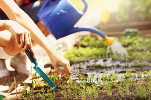 Gardening team preparing a service visit